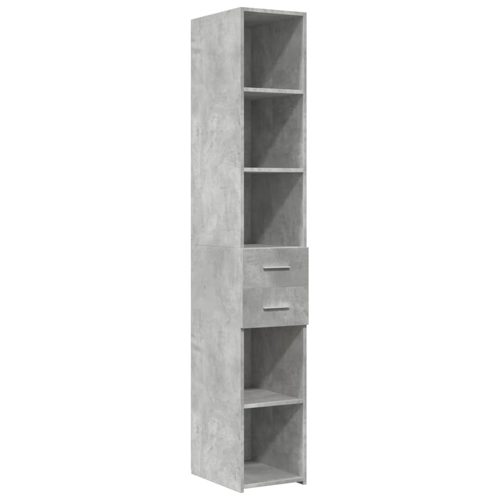 vidaXL Armario estrecho madera ingeniería gris hormigón 30x42,5x225 cm