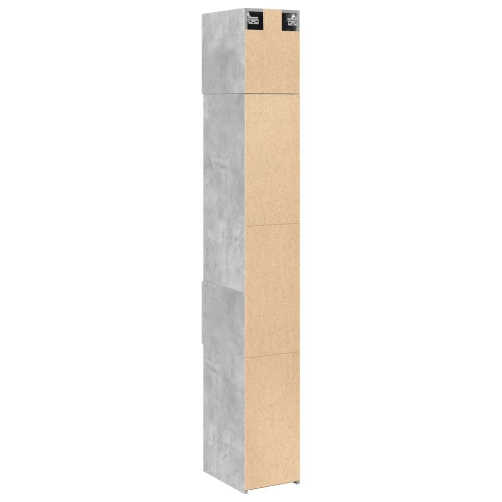 vidaXL Armario estrecho madera ingeniería gris hormigón 30x42,5x225 cm