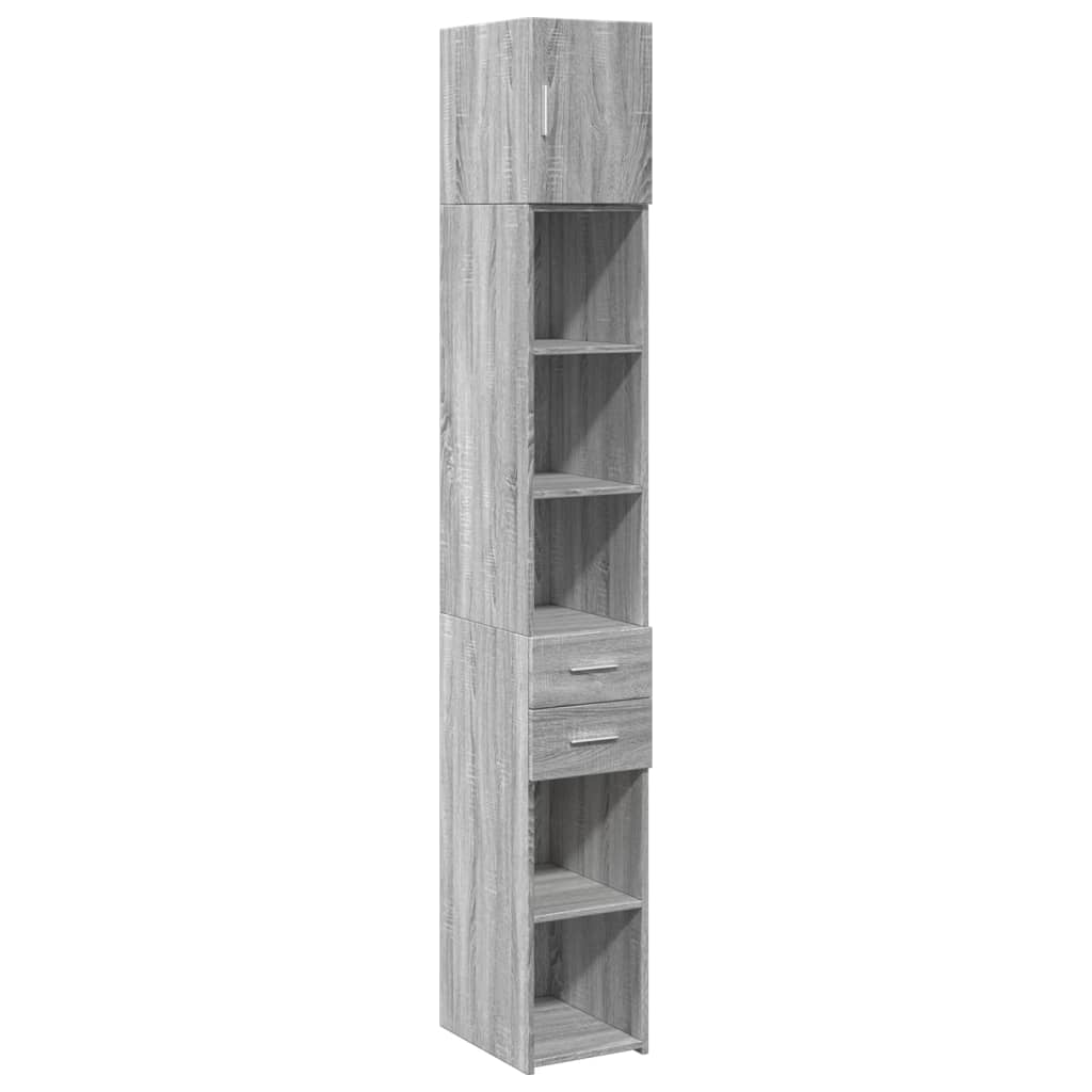 vidaXL Armario estrecho madera ingeniería gris Sonoma 30x42,5x225 cm