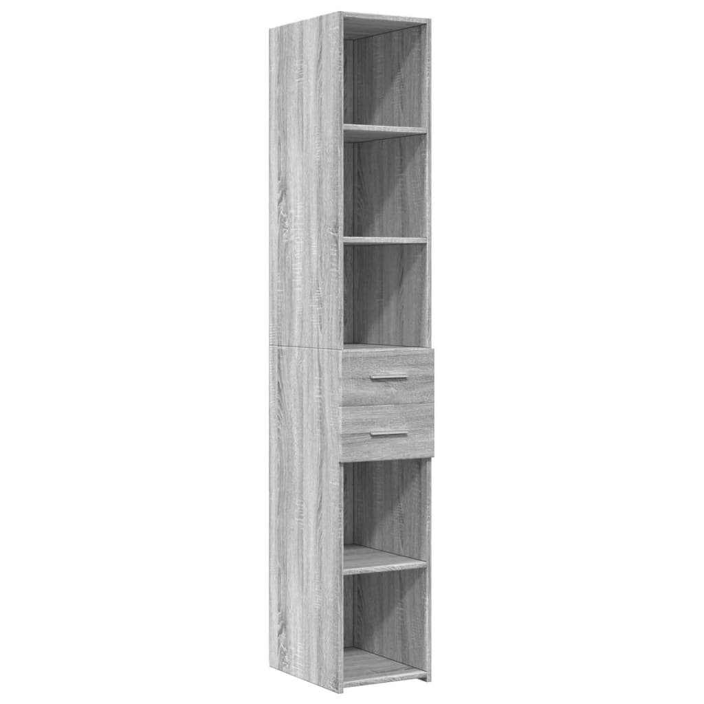 vidaXL Armario estrecho madera ingeniería gris Sonoma 30x42,5x225 cm