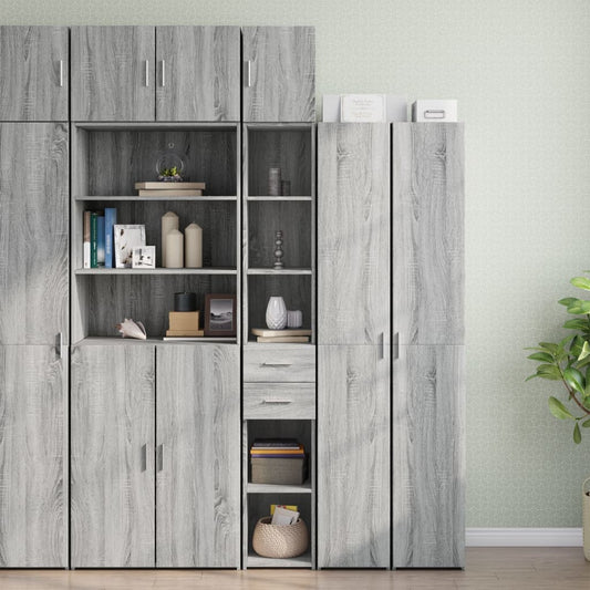 vidaXL Armario estrecho madera ingeniería gris Sonoma 30x42,5x225 cm