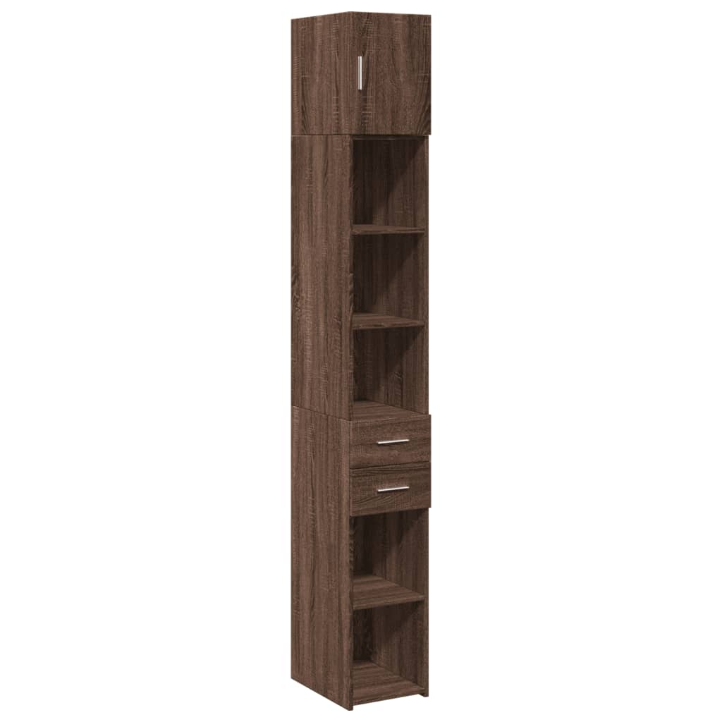 vidaXL Armario estrecho madera ingeniería marrón roble 30x42,5x225 cm