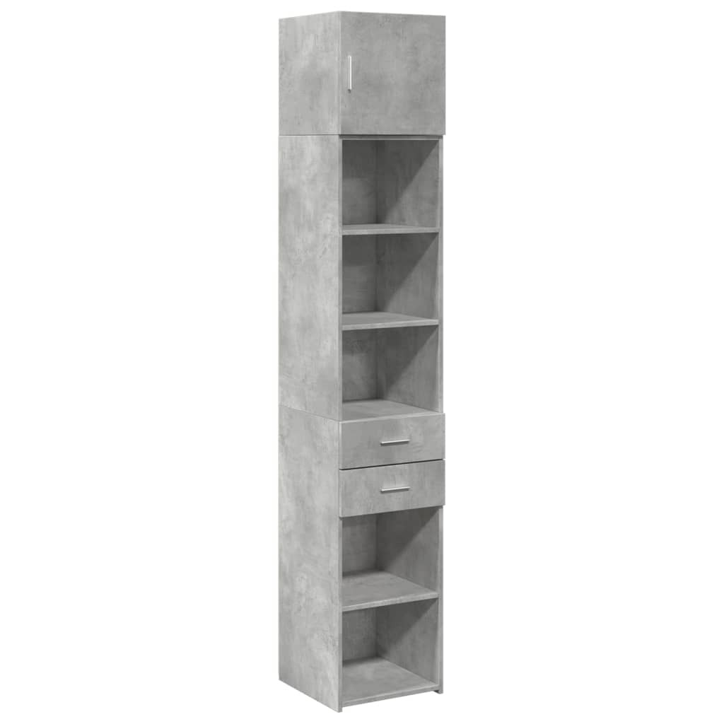 vidaXL Armario estrecho madera ingeniería gris hormigón 40x42,5x225 cm