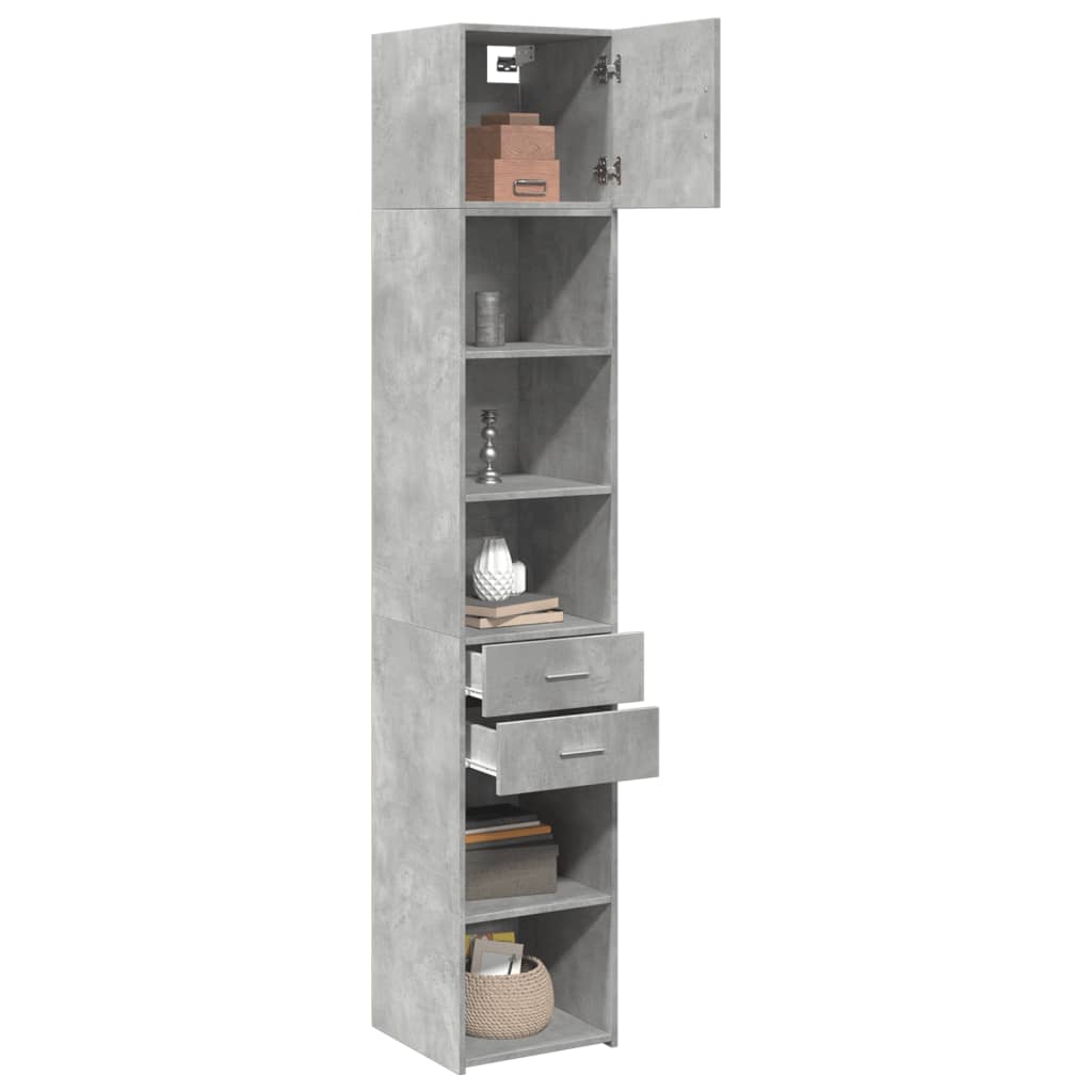 vidaXL Armario estrecho madera ingeniería gris hormigón 40x42,5x225 cm