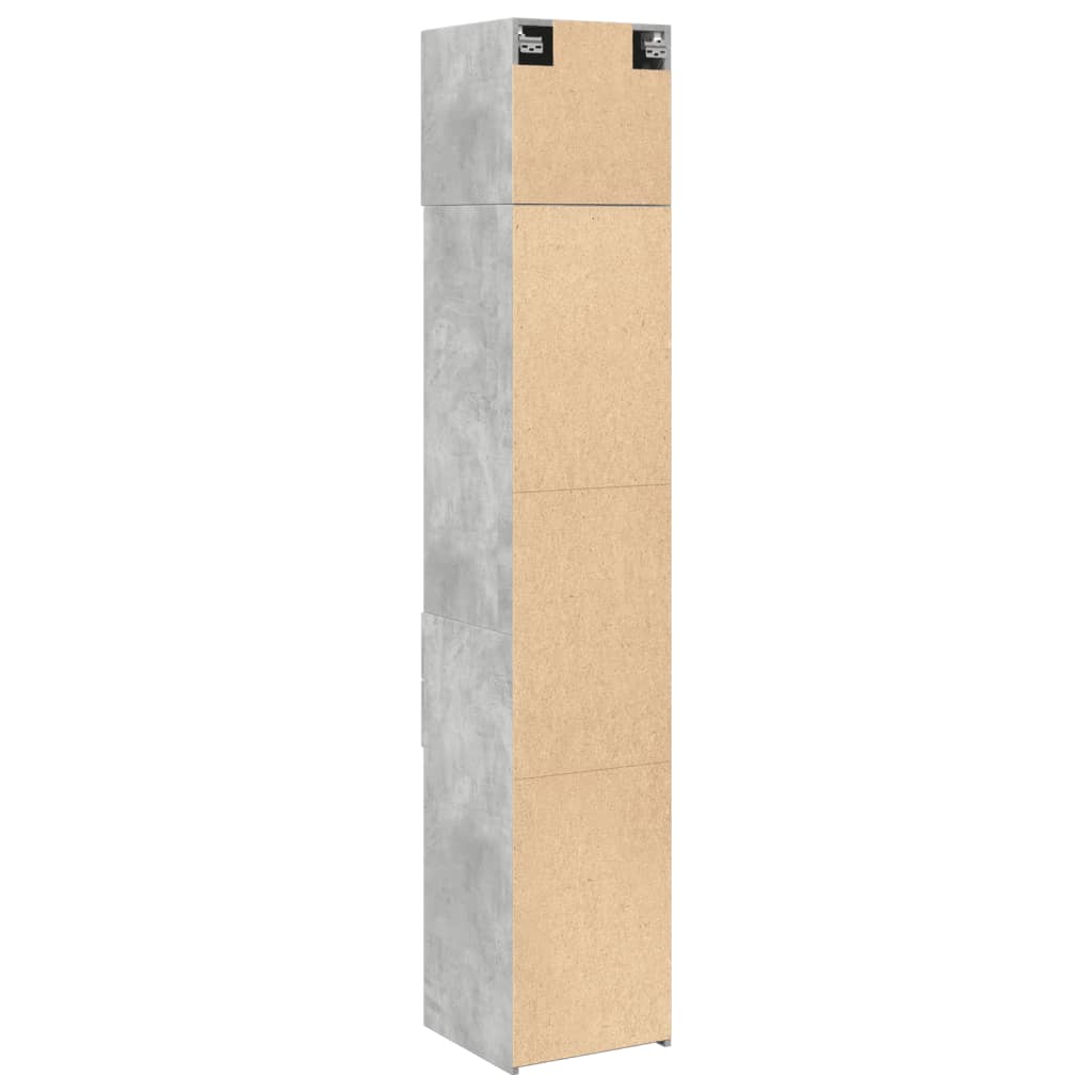 vidaXL Armario estrecho madera ingeniería gris hormigón 40x42,5x225 cm