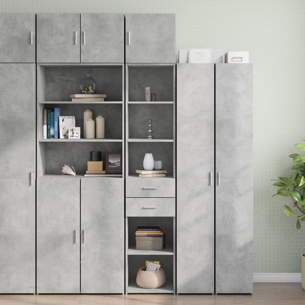 vidaXL Armario estrecho madera ingeniería gris hormigón 40x42,5x225 cm