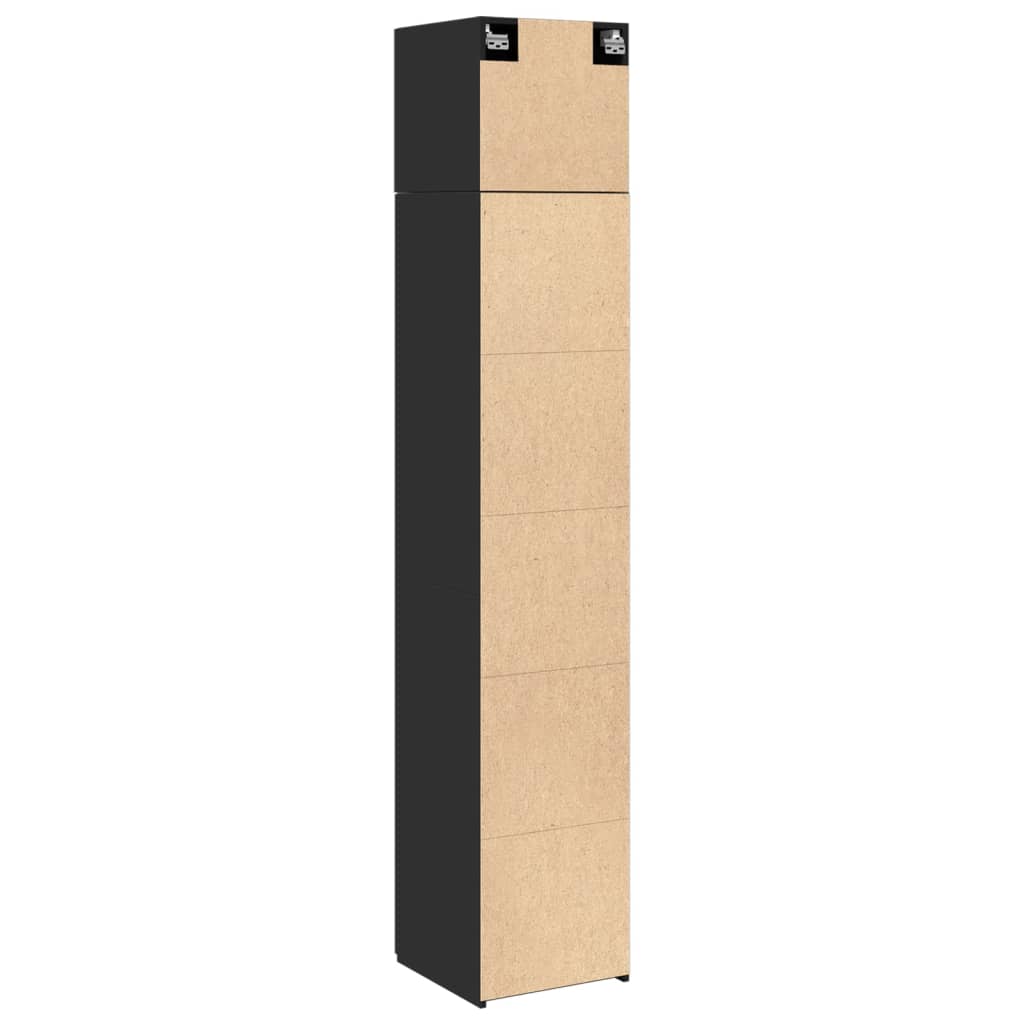 vidaXL Armario estrecho madera de ingeniería negro 40x42,5x225 cm