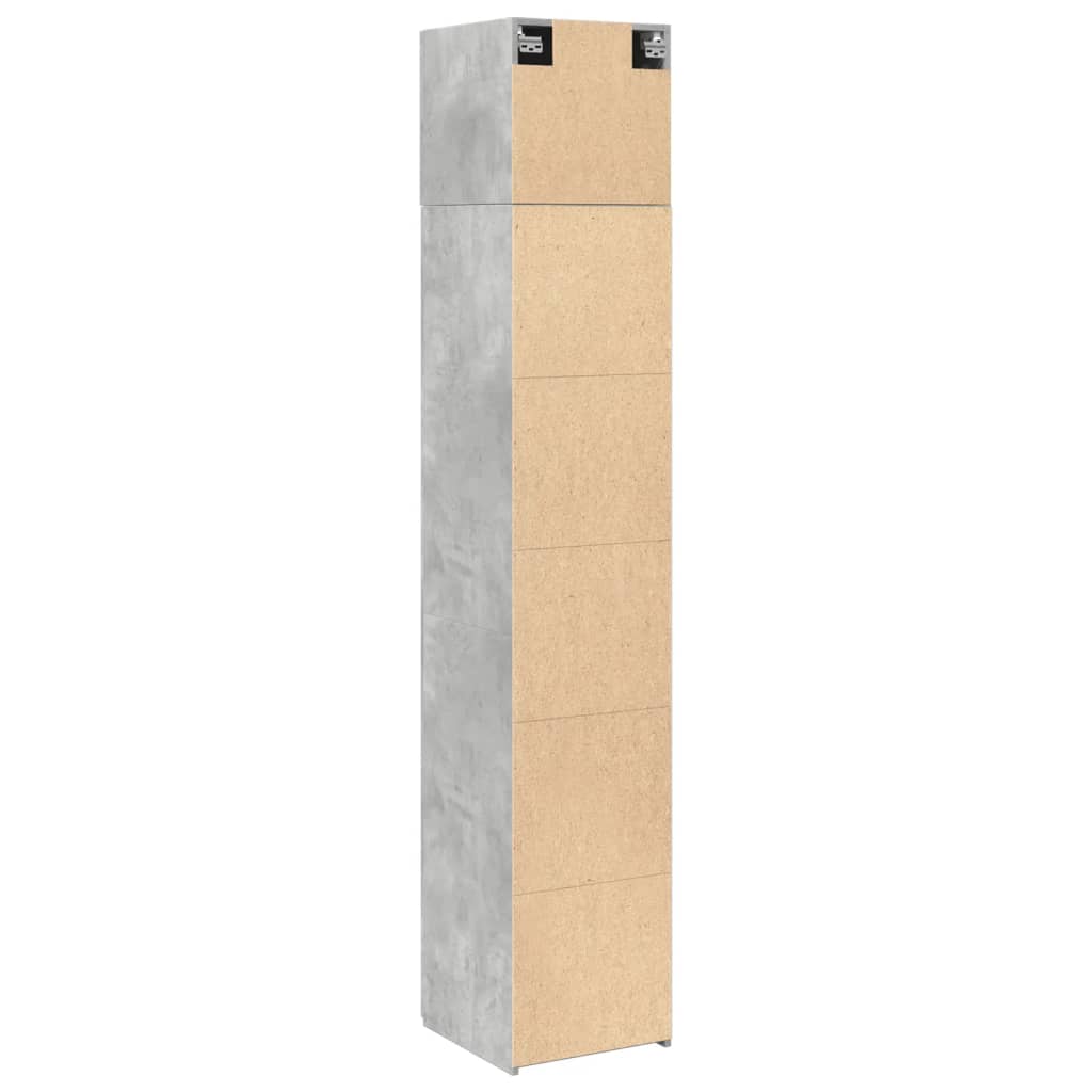 vidaXL Armario estrecho madera ingeniería gris hormigón 40x42,5x225 cm