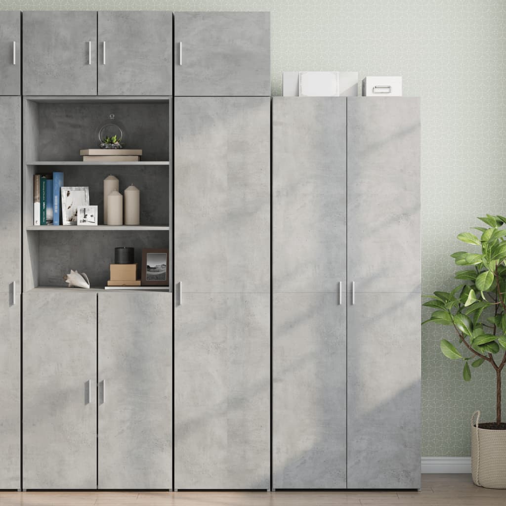 vidaXL Armario estrecho madera ingeniería gris hormigón 45x42,5x225 cm