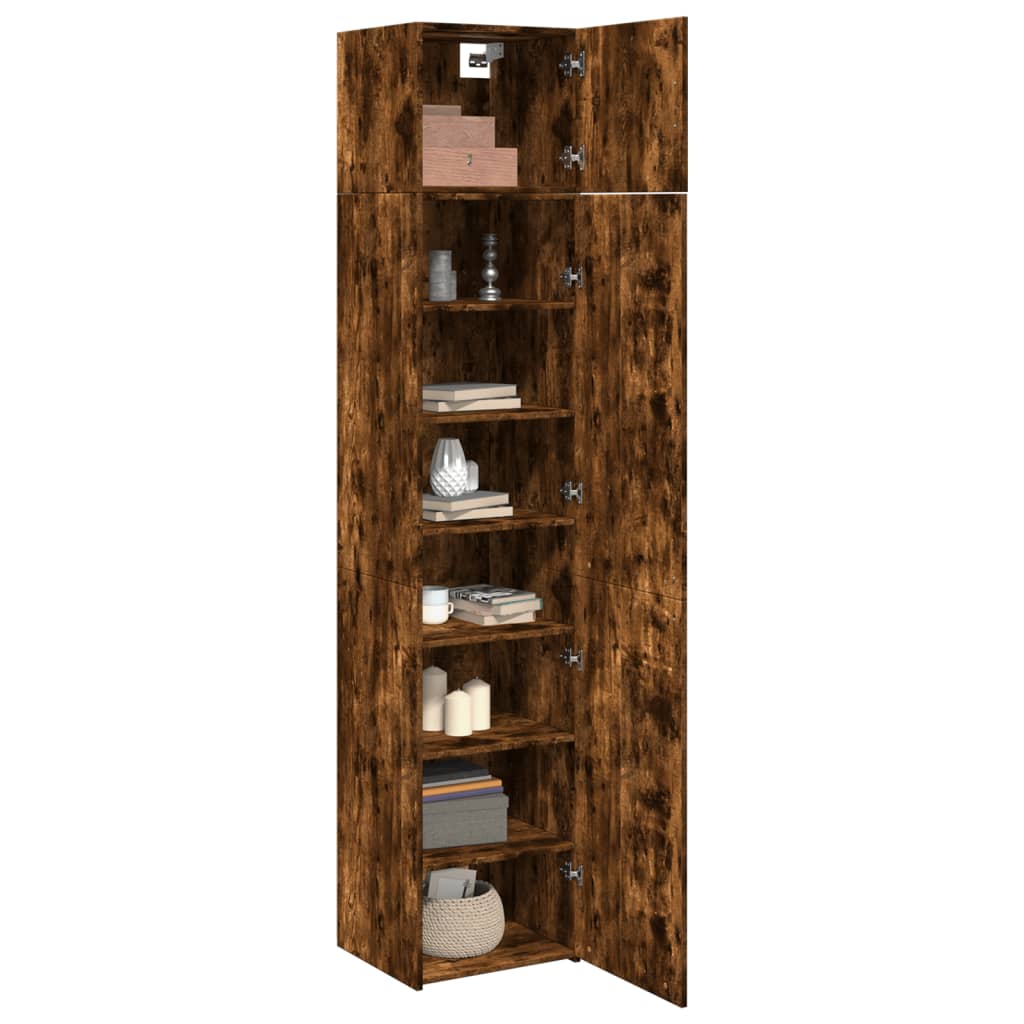 vidaXL Armario estrecho madera ingeniería roble ahumado 45x42,5x225 cm