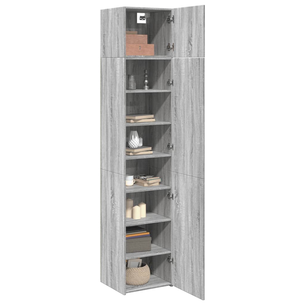 vidaXL Armario estrecho madera ingeniería gris Sonoma 45x42,5x225 cm