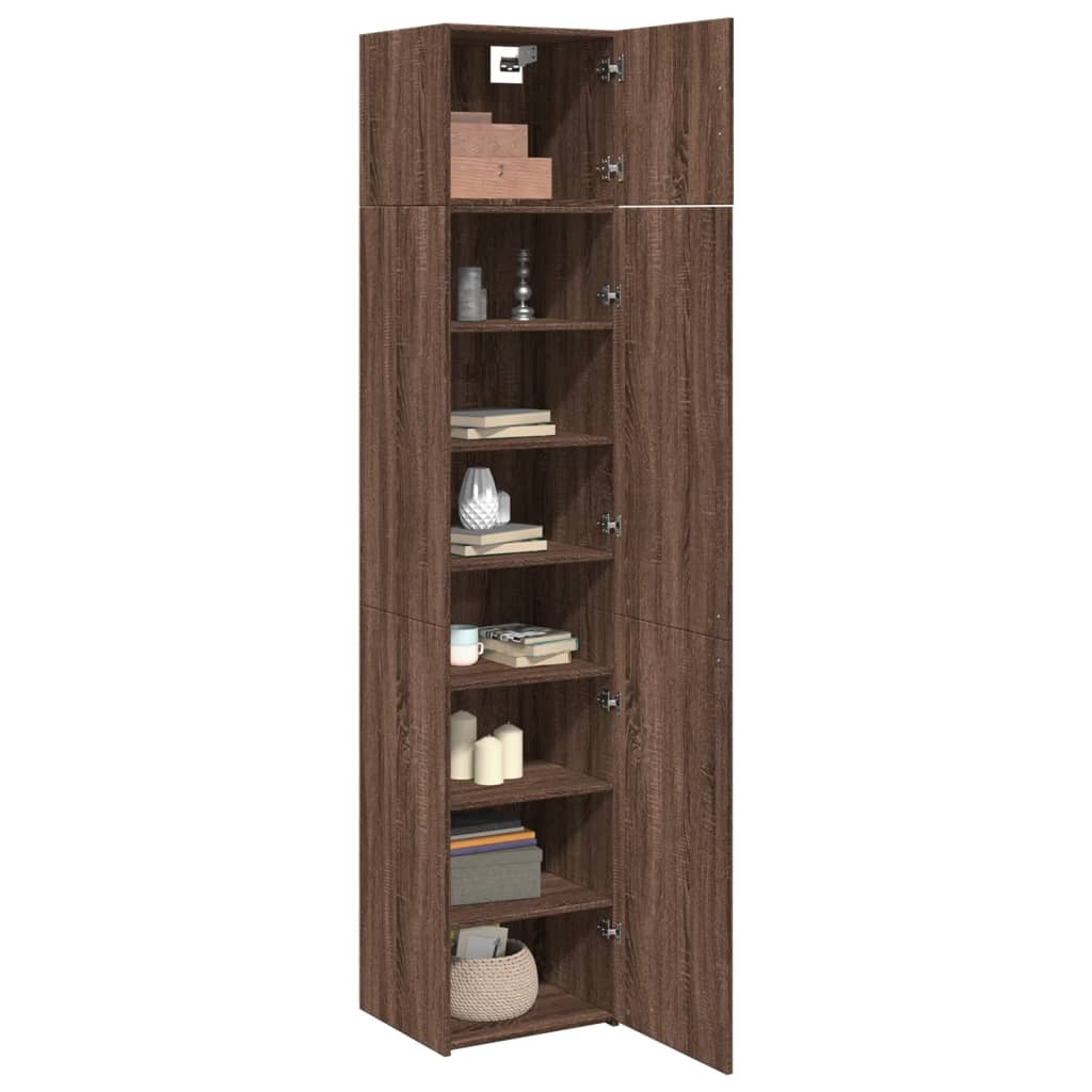 vidaXL Armario estrecho madera ingeniería marrón roble 45x42,5x225 cm