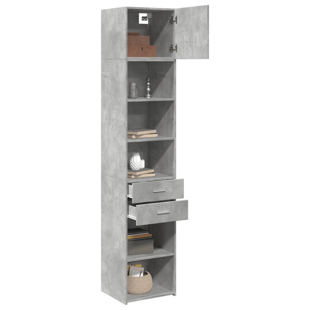 vidaXL Armario estrecho madera ingeniería gris hormigón 45x42,5x225 cm