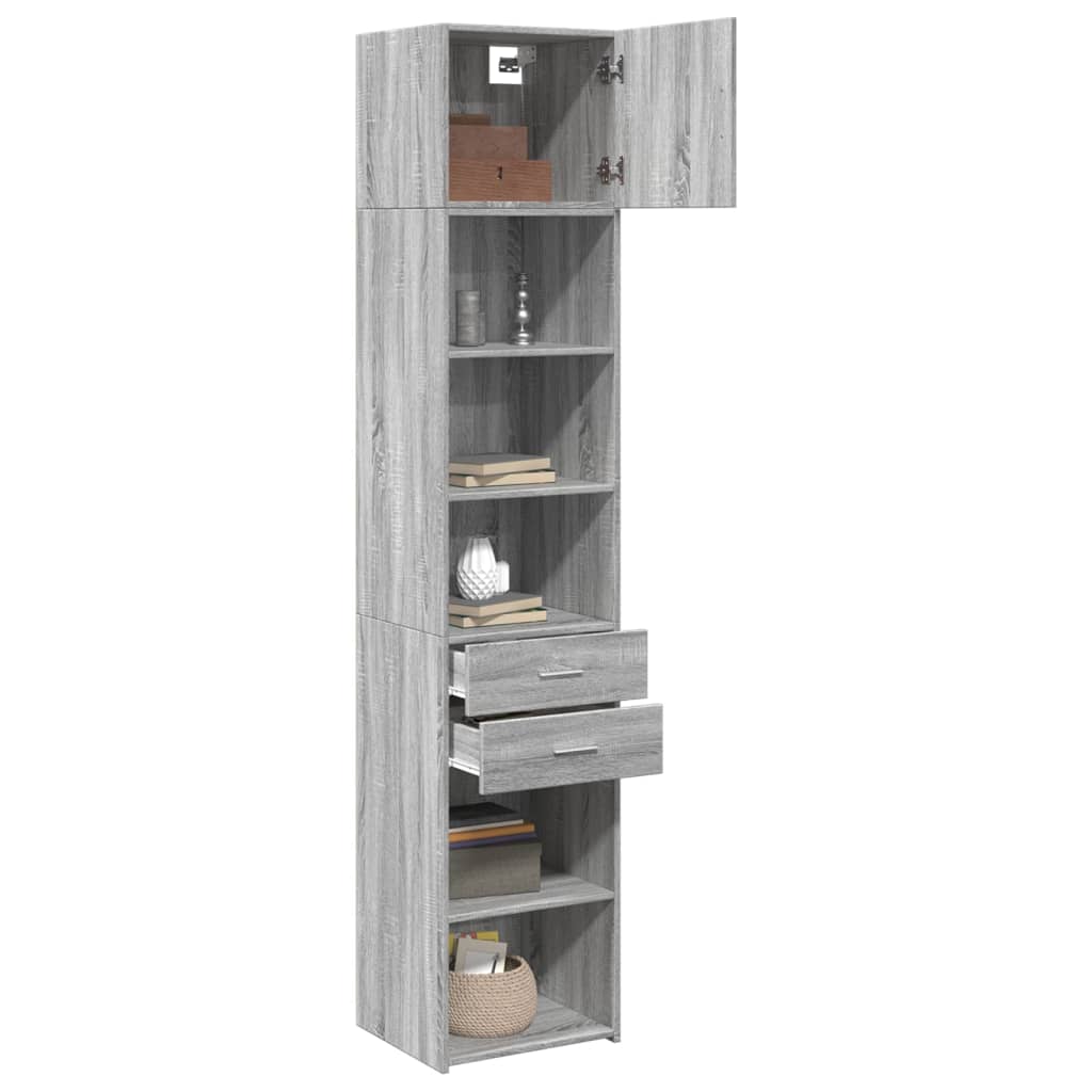 vidaXL Armario estrecho madera ingeniería gris Sonoma 45x42,5x225 cm