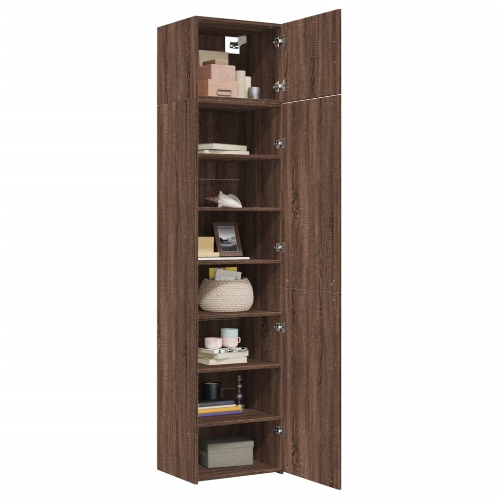 vidaXL Armario estrecho madera ingeniería marrón roble 50x42,5x225 cm