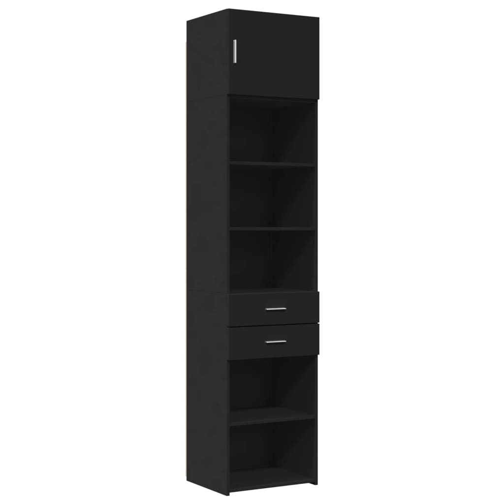 vidaXL Armario estrecho madera de ingeniería negro 50x42,5x225 cm