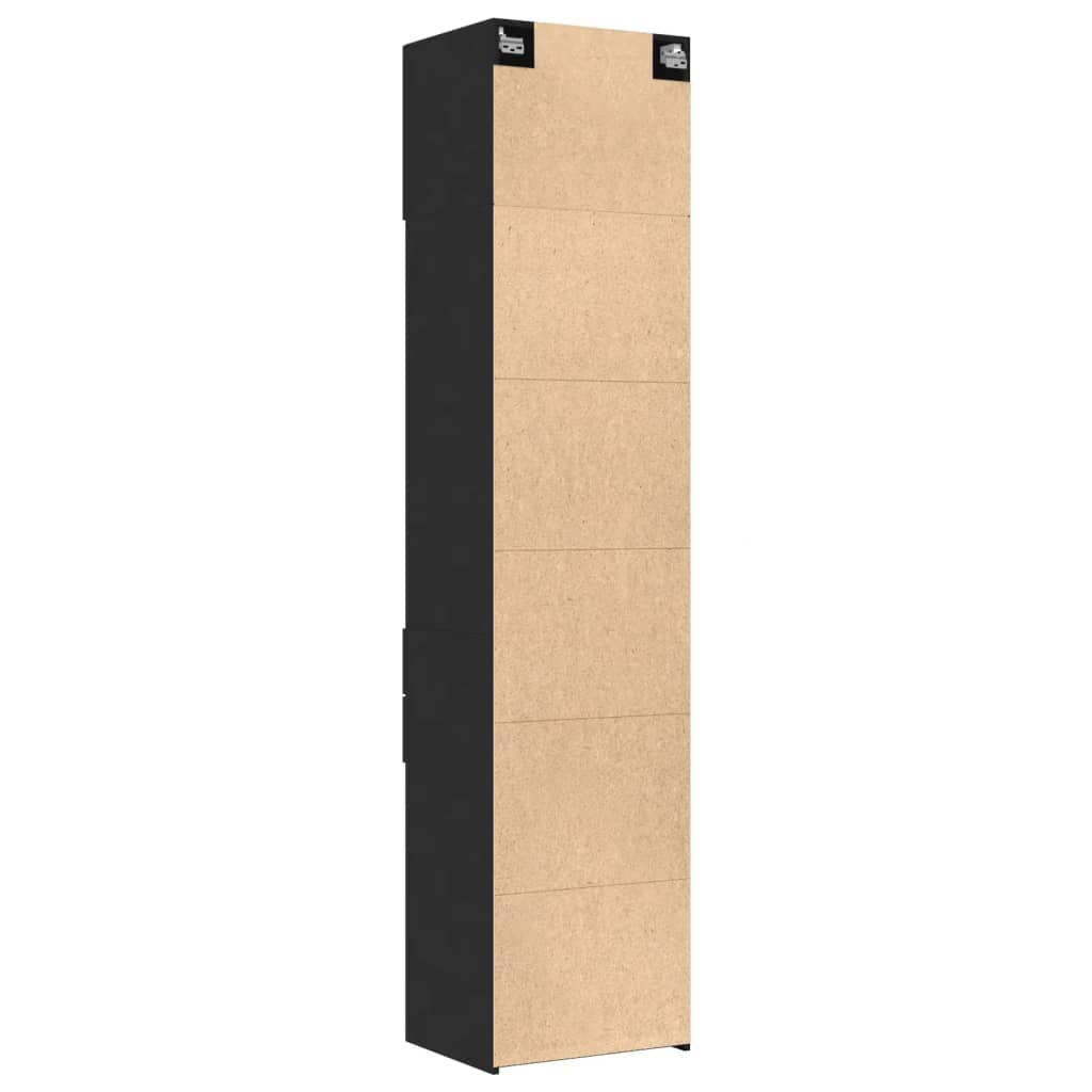 vidaXL Armario estrecho madera de ingeniería negro 50x42,5x225 cm