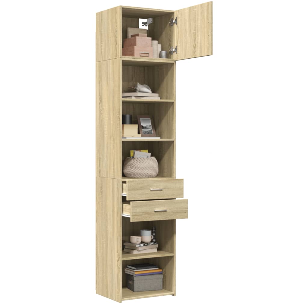 vidaXL Armario estrecho madera ingeniería roble Sonoma 50x42,5x225 cm