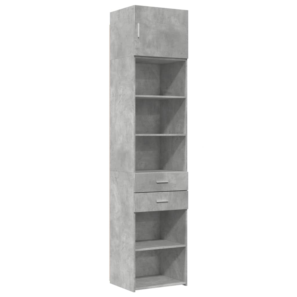 vidaXL Armario estrecho madera ingeniería gris hormigón 50x42,5x225 cm