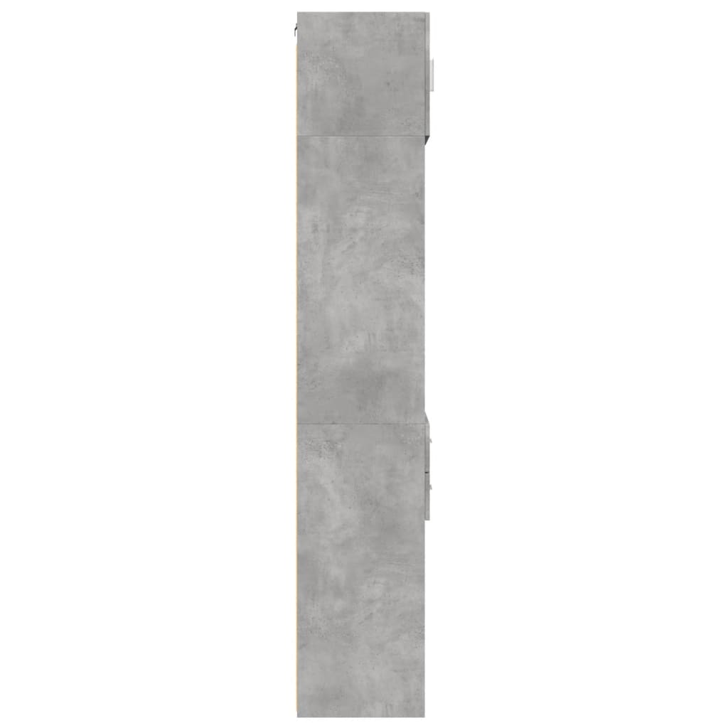 vidaXL Armario estrecho madera ingeniería gris hormigón 50x42,5x225 cm