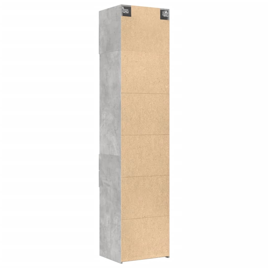 vidaXL Armario estrecho madera ingeniería gris hormigón 50x42,5x225 cm