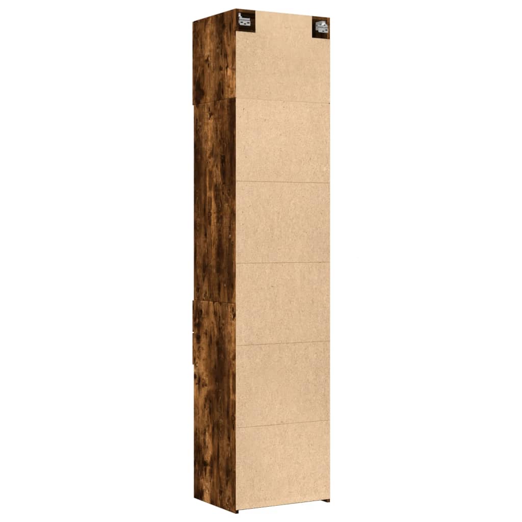 vidaXL Armario estrecho madera ingeniería roble ahumado 50x42,5x225 cm