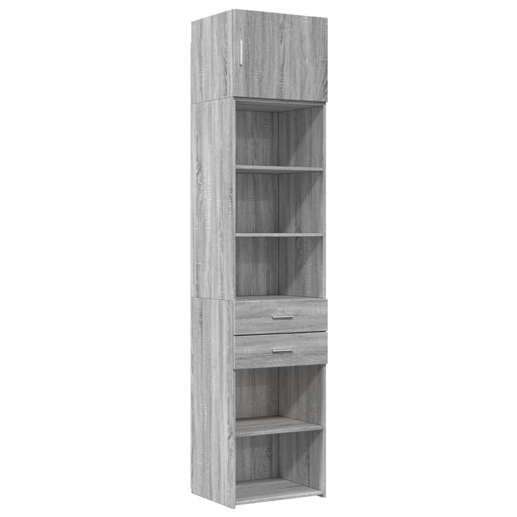 vidaXL Armario estrecho madera ingeniería gris Sonoma 50x42,5x225 cm