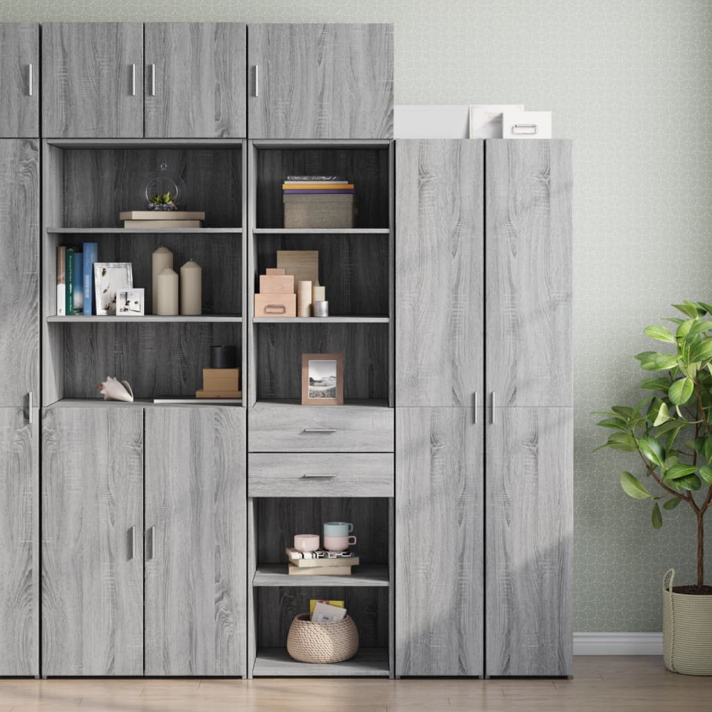 vidaXL Armario estrecho madera ingeniería gris Sonoma 50x42,5x225 cm