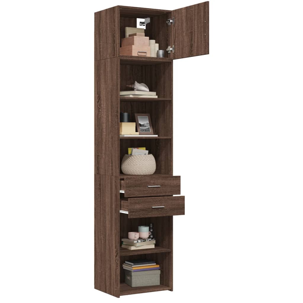 vidaXL Armario estrecho madera ingeniería marrón roble 50x42,5x225 cm