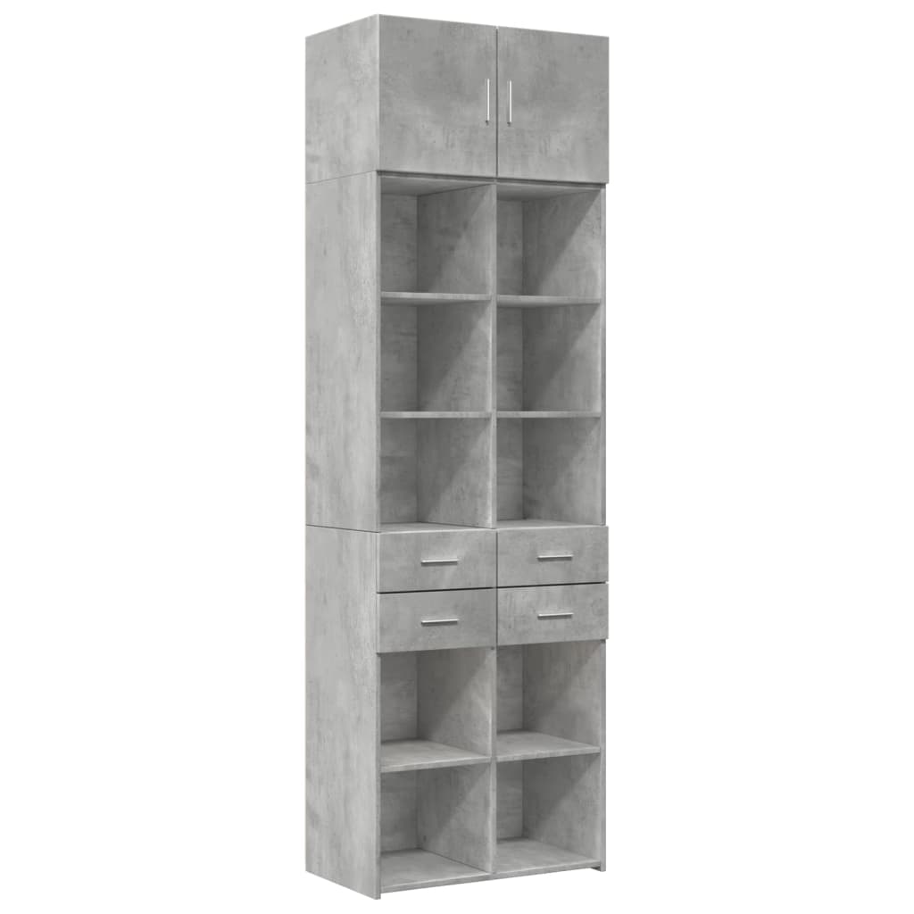 vidaXL Armario de madera de ingeniería gris hormigón 70x42,5x225 cm