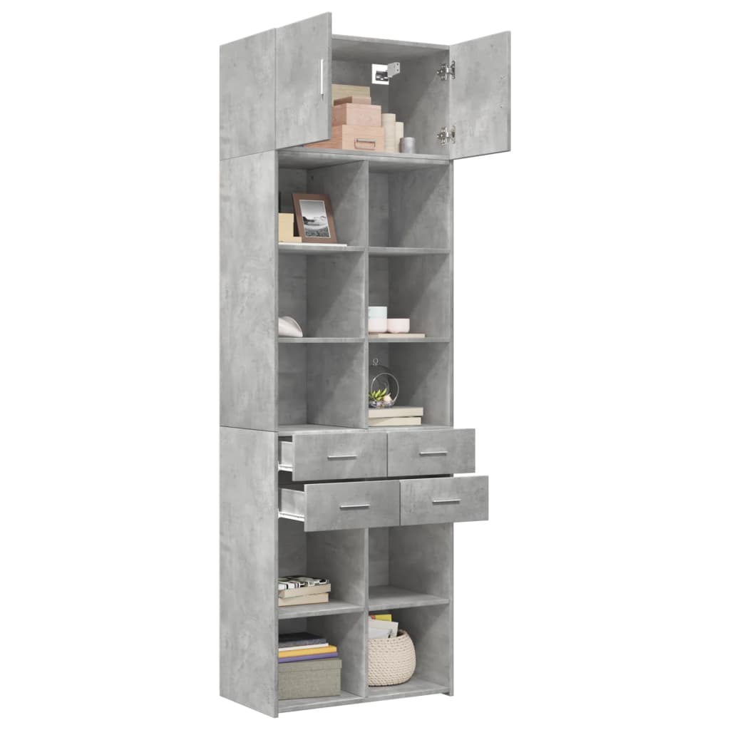 vidaXL Armario de madera de ingeniería gris hormigón 70x42,5x225 cm