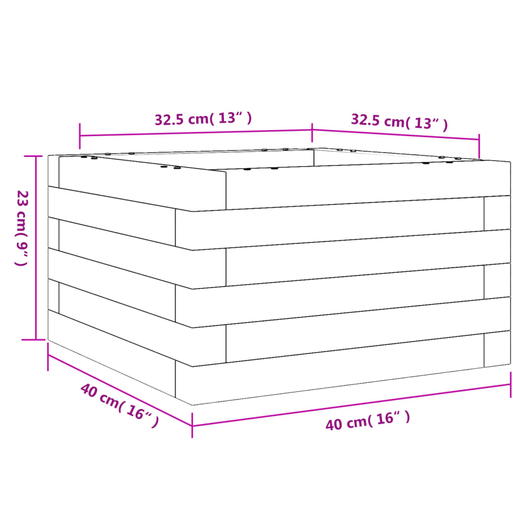 vidaXL Jardinera de madera maciza de pino 40x40x23 cm