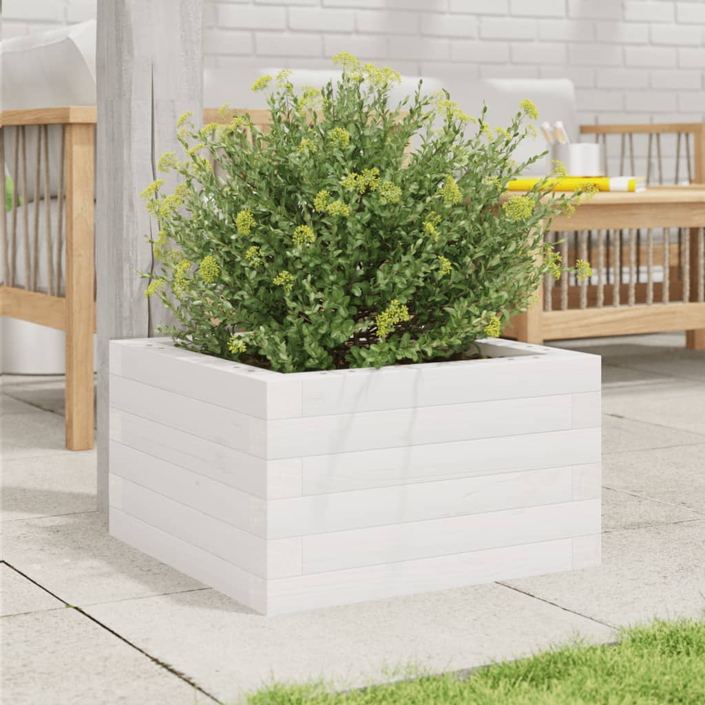 vidaXL Jardinera de madera maciza de pino blanca 40x40x23 cm