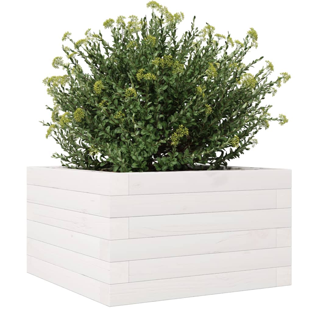 vidaXL Jardinera de madera maciza de pino blanca 40x40x23 cm