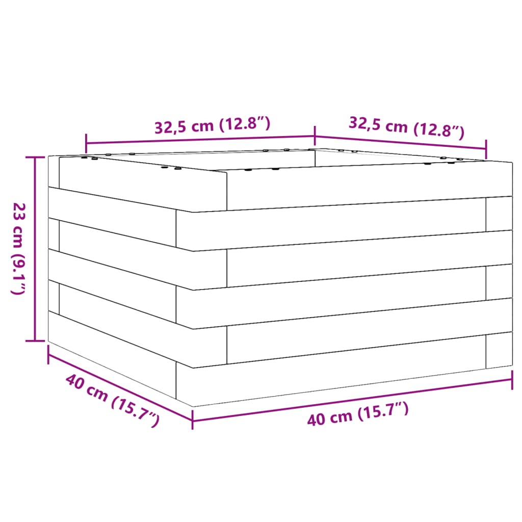 vidaXL Jardinera de madera maciza de pino blanca 40x40x23 cm