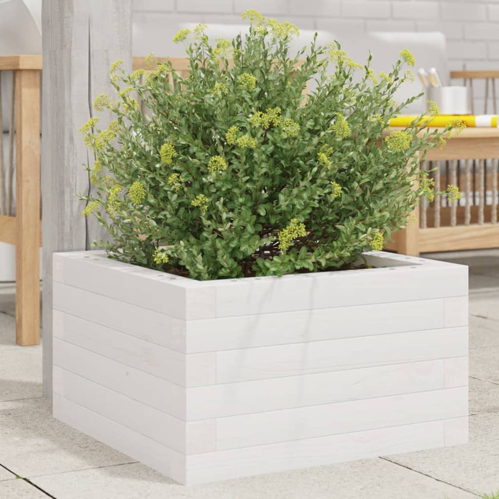 vidaXL Jardinera de madera maciza de pino blanca 40x40x23 cm