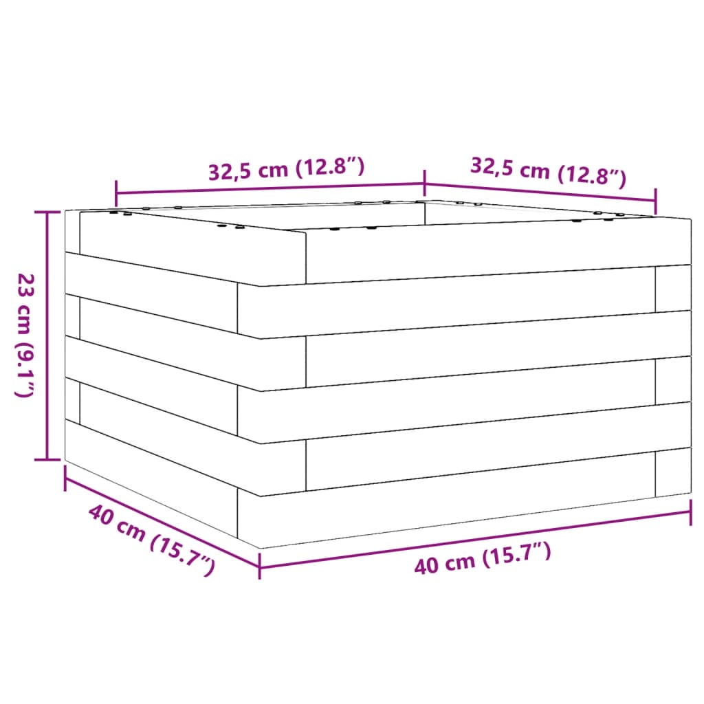 vidaXL Jardinera madera maciza de abeto Douglas 40x40x23 cm