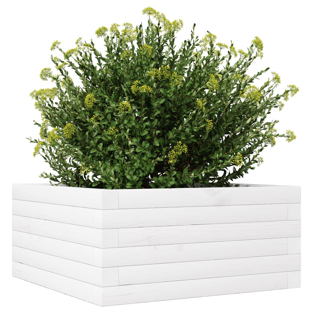 vidaXL Jardinera de madera maciza de pino blanco 50x50x23 cm