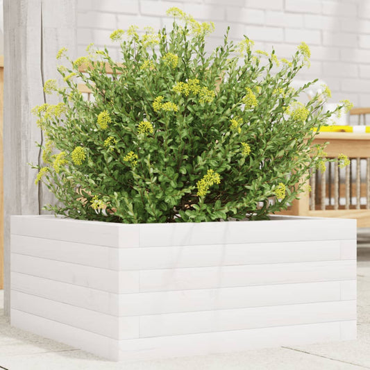 vidaXL Jardinera de madera maciza de pino blanco 50x50x23 cm