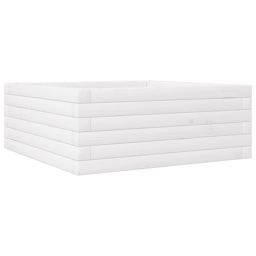 vidaXL Jardinera de madera maciza de pino blanca 60x60x23 cm