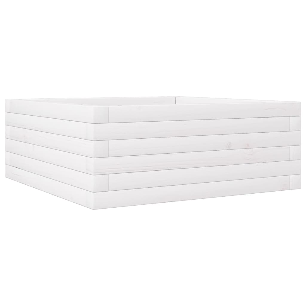 vidaXL Jardinera de madera maciza de pino blanca 60x60x23 cm