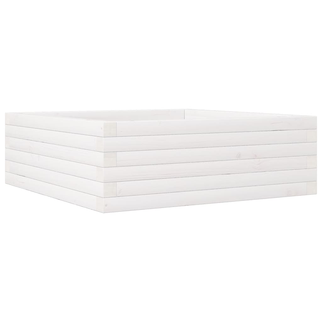 vidaXL Jardinera de madera maciza de pino blanca 70x70x23 cm