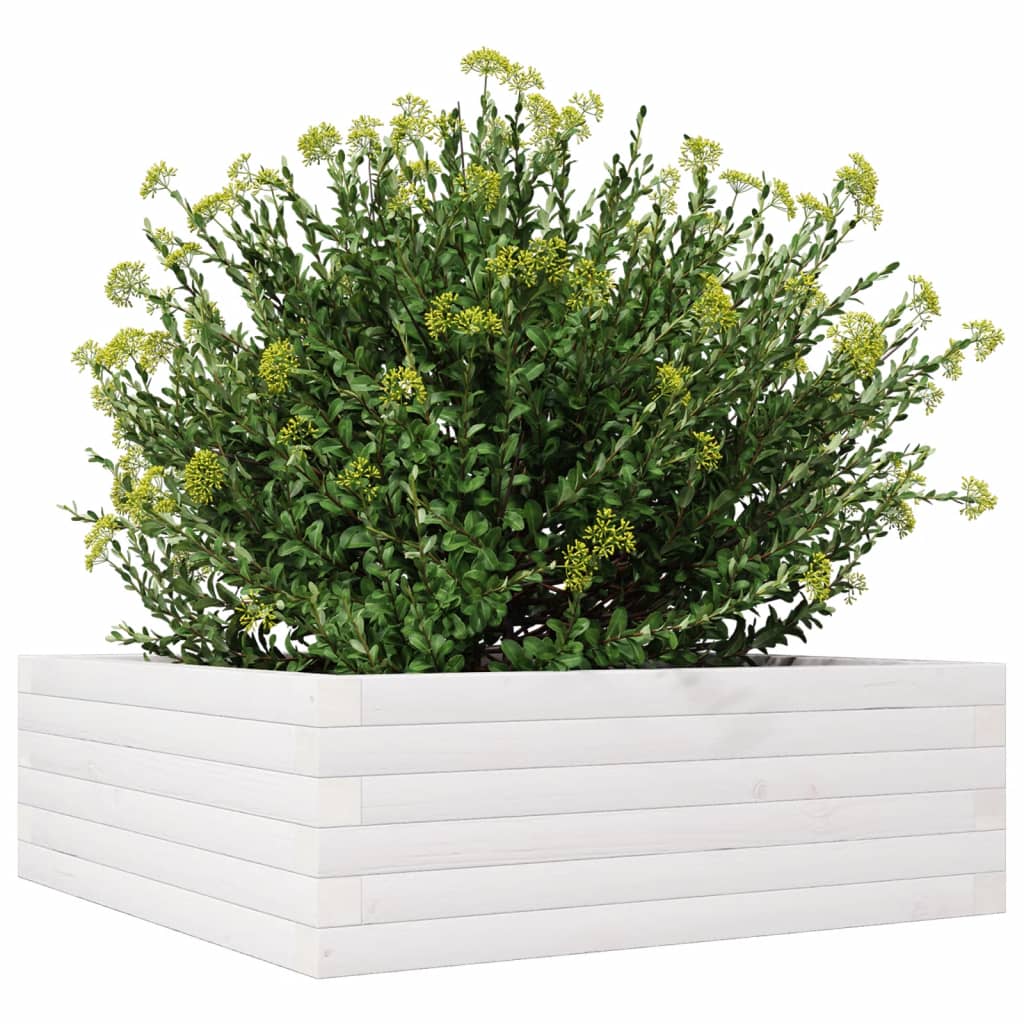 vidaXL Jardinera de madera maciza de pino blanca 70x70x23 cm