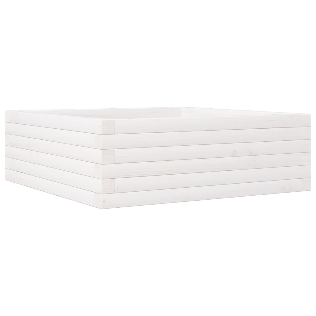 vidaXL Jardinera de madera maciza de pino blanca 70x70x23 cm