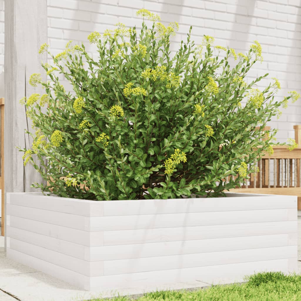 vidaXL Jardinera de madera maciza de pino blanca 70x70x23 cm