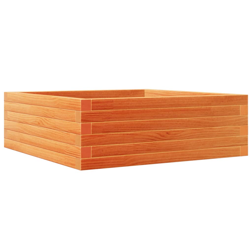 vidaXL Jardinera de madera maciza pino marrón cera 70x70x23 cm