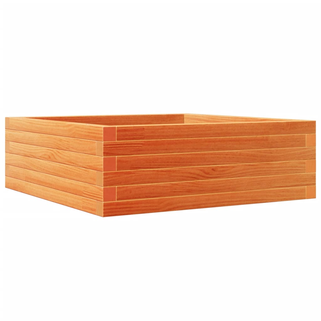 vidaXL Jardinera de madera maciza pino marrón cera 70x70x23 cm