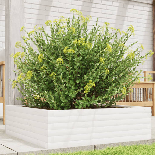 vidaXL Jardinera de madera maciza de pino blanca 80x80x23 cm