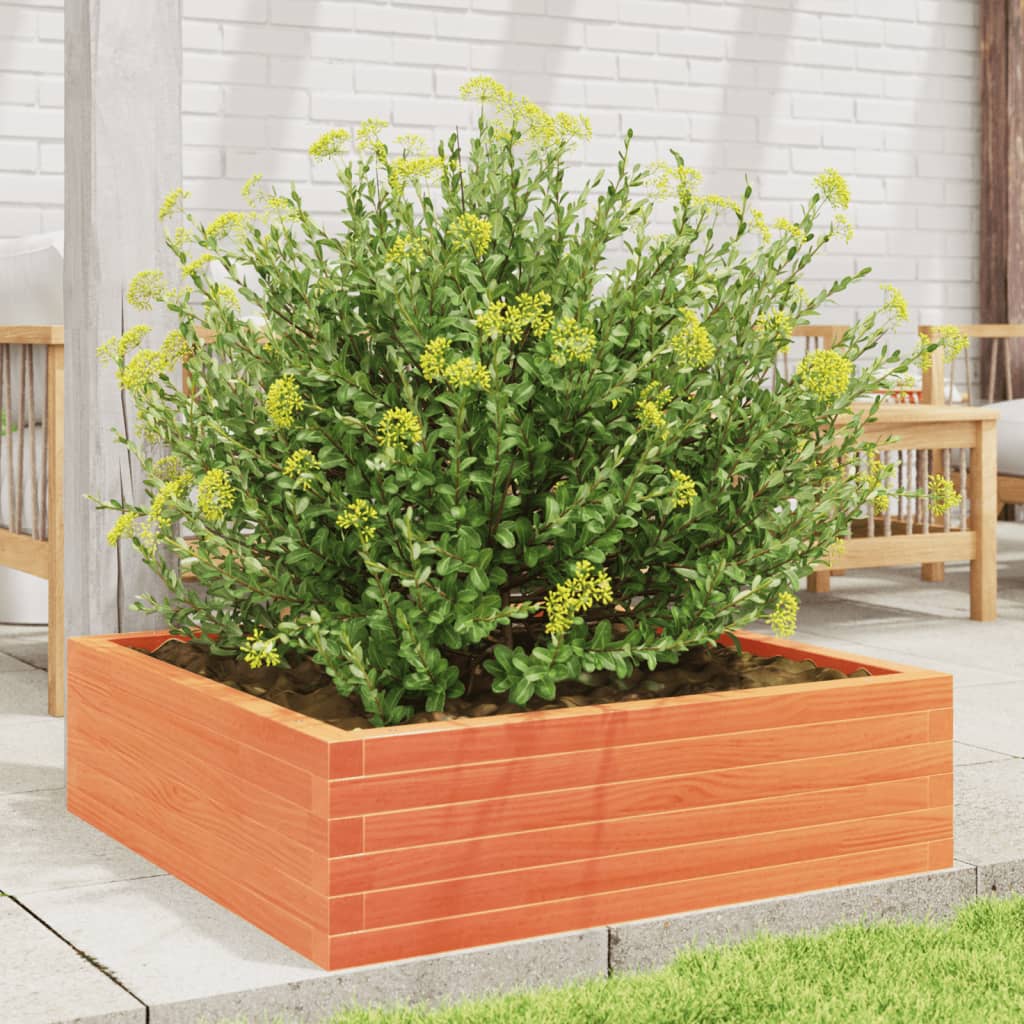 vidaXL Jardinera de madera maciza pino marrón cera 80x80x23 cm