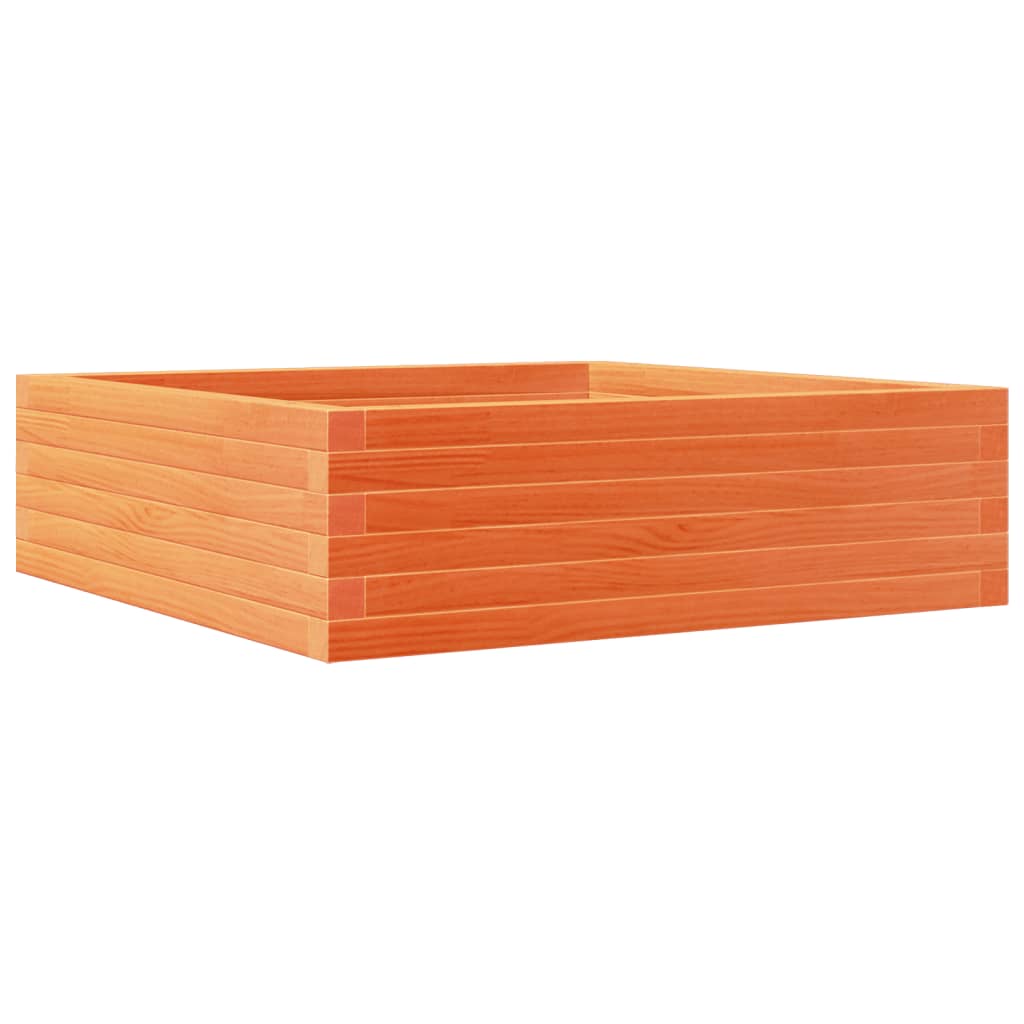 vidaXL Jardinera de madera maciza pino marrón cera 80x80x23 cm